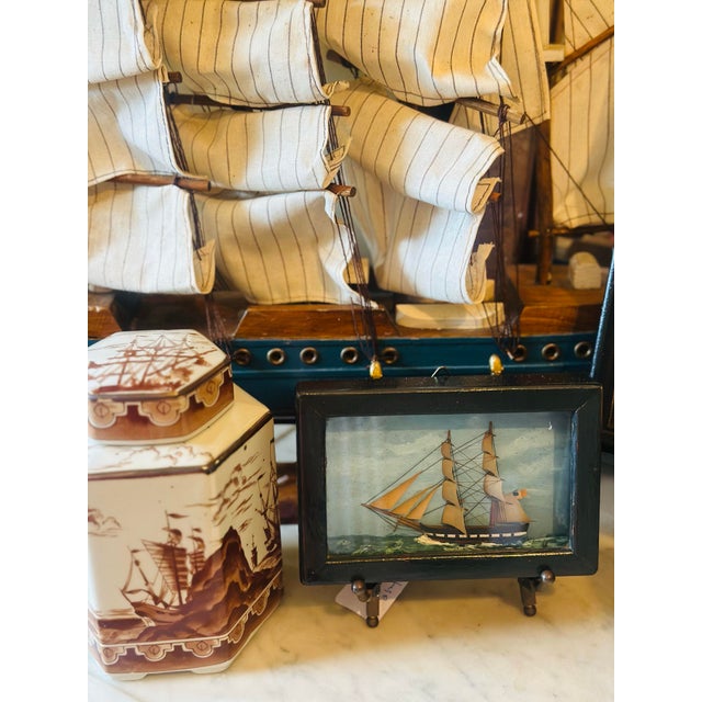 Brown Vintage Nautical Ceramic Tea Caddy For Sale - Image 8 of 8