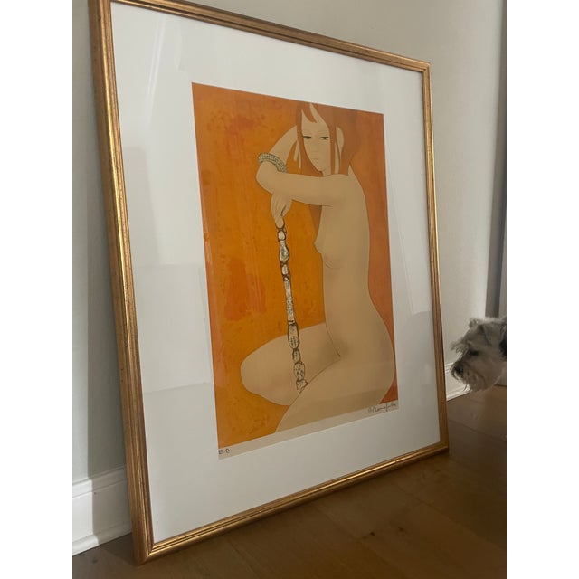 1981 Hand-Signed Lithograph Ea by Alain Bonnefoit | Large Framed French Figurative Nude | Artist’s Proof For Sale - Image 4 of 9
