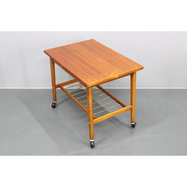 Teak Side Table on Wheels, Denmark, 1960s For Sale - Image 12 of 13