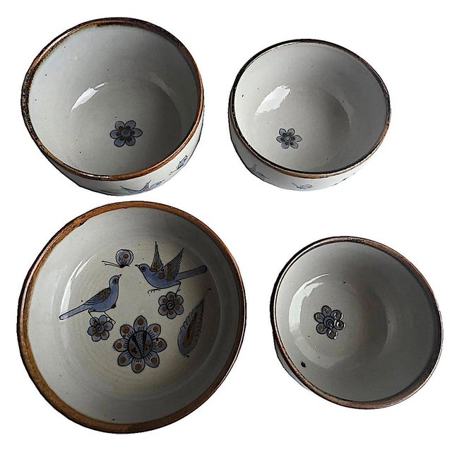 Vintage Set of Tonala El Palomar Blue Serving Bowls by Ken Edwards Pottery, 4 Pieces For Sale - Image 14 of 17