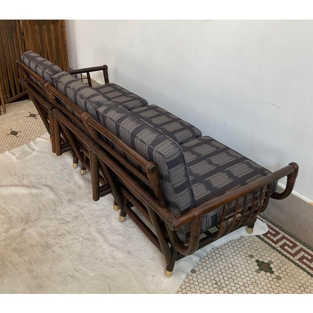 Wood Vintage Rattan Lanai Sofa Attr. To John Eisner for Ficks Reed, Circa 1970 For Sale - Image 7 of 15