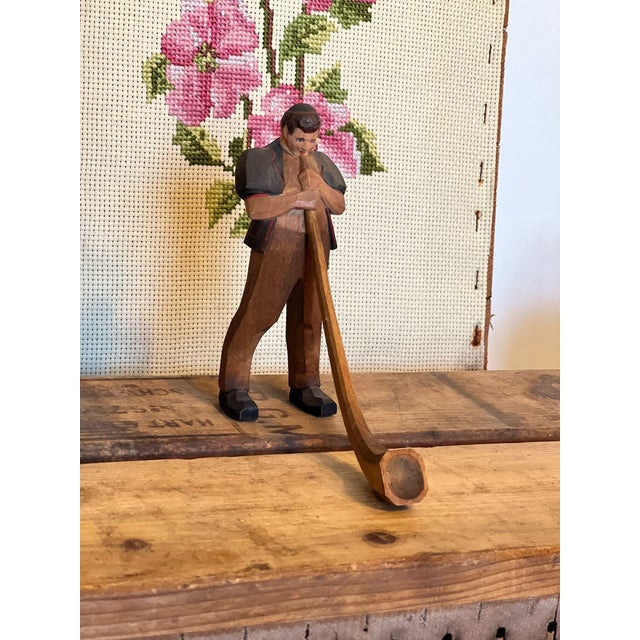 Unique patina wood carving of Swiss origin. Vintage condition as pictured. Listing is for described item only. Dimensions....