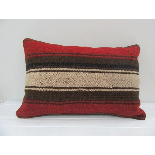 Handmade Striped Red Kilim Pillow Cover For Sale - Image 4 of 4
