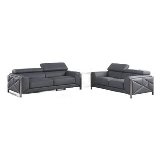 Casa Milano Giorgio Dark Grey 2-Piece Sofa & Loveseat Set For Sale