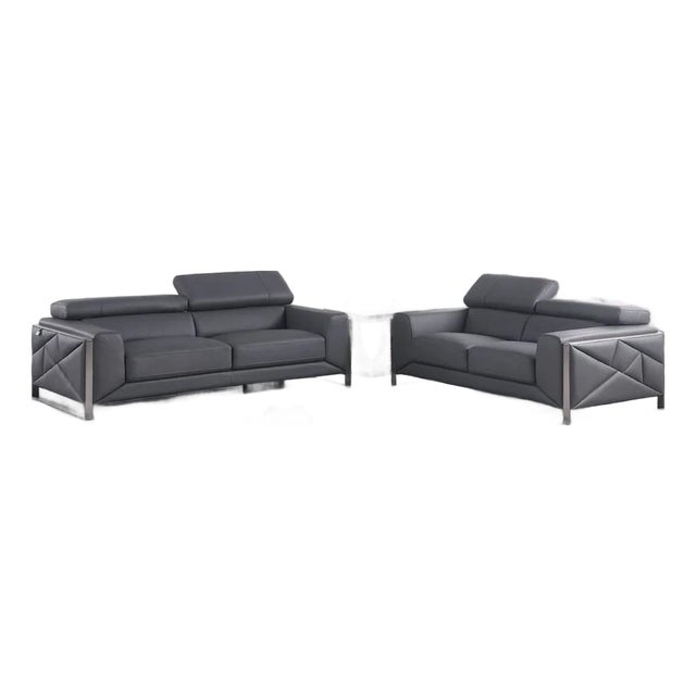 Casa Milano Giorgio Dark Grey 2-Piece Sofa & Loveseat Set For Sale