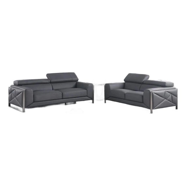 Giorgio Dark Grey 2-Piece Sofa & Loveseat Set For Sale