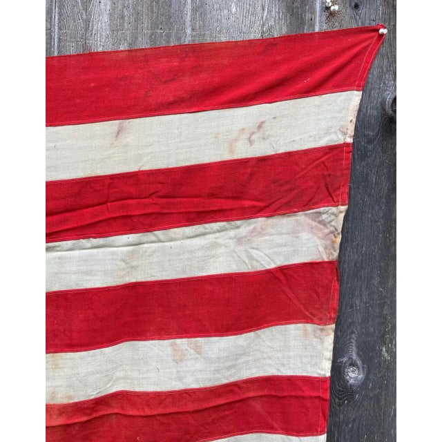 1920s Faded American Flag 48 Star Cotton Natural Wear For Sale - Image 4 of 8