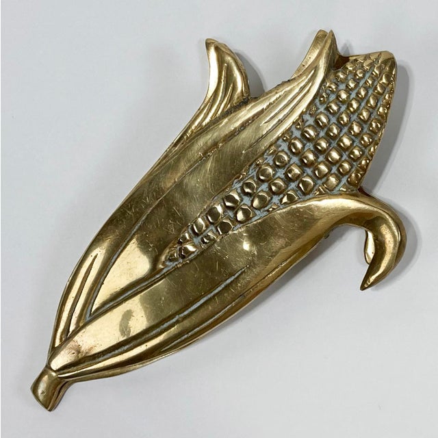 Farmhouse Vintage Brass Corn Cob Motif Receipt Clip For Sale - Image 3 of 7
