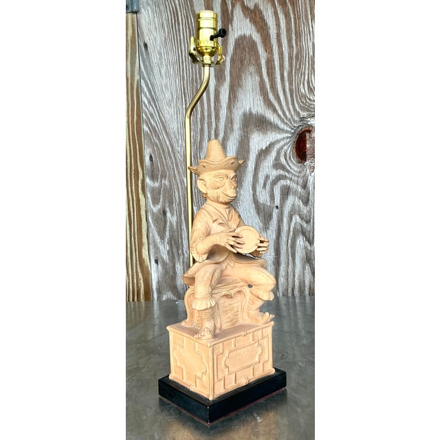 Late 20th Century Vintage Terra Cotta Monkey Lamp For Sale - Image 5 of 6