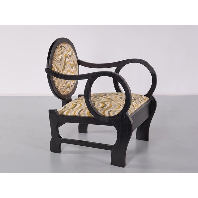 Set of Vintage Armchairs in Oak and Dedar Jacquard by Lajos Kozma, 1940s For Sale - Image 14 of 16