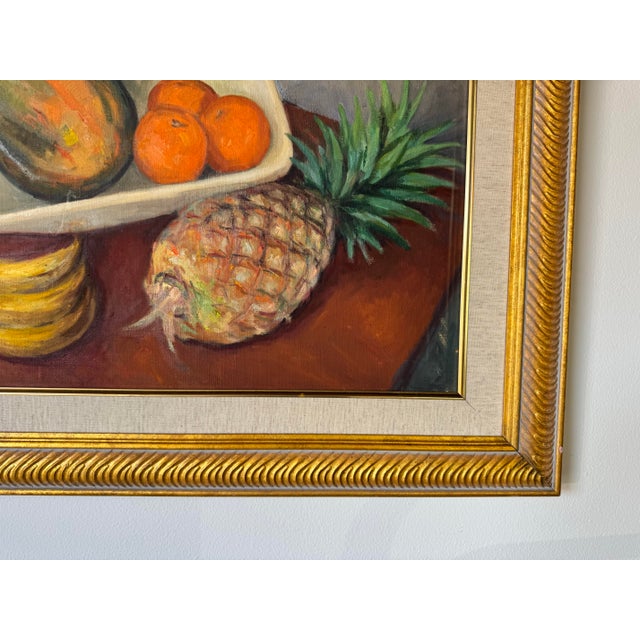 1980s Vintage Still Life – Fruit Composition Oil on Canvas Painting, Framed For Sale - Image 10 of 12