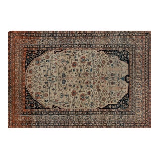 Authentic 19th Century Persian Tabriz Floral Handwoven Wool Rug For Sale
