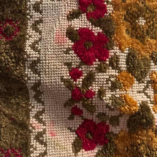 Vintage Belgian Small Chenille & Needle Point Tapestry, Placement Mat & Doily, Textile For Sale - Image 10 of 11