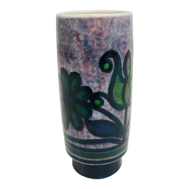 Vintage Terra of Greece Glazed Floral Decorated Planter For Sale