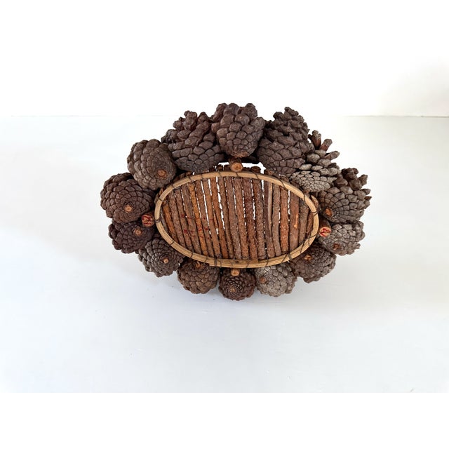 Vintage Handcrafted Pinecone Basket For Sale - Image 11 of 11