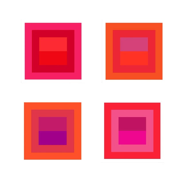 Red Abstract Geometric Color Study Set of 4 Prints in Reds and Pinks - 36" X 36" For Sale - Image 8 of 8