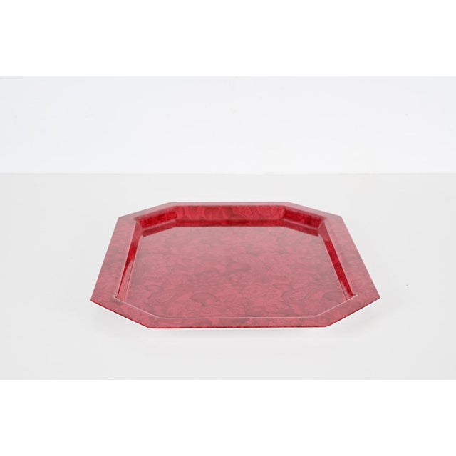Mid-Century Italian Red Acrylic Serving Tray, 1980s For Sale - Image 9 of 14
