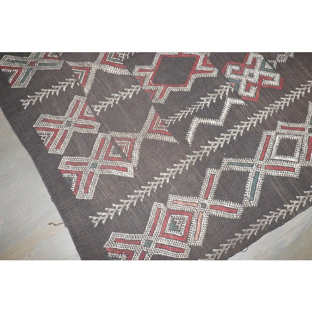 Charcoal Oversize Vintage Moroccan Zaine Kilim - 9'1" x 17'2" For Sale - Image 8 of 10