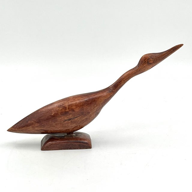 Mid 20th Century Modern Folk Art Carved Wood Nantucket Sandpiper Shorebird Figurine For Sale - Image 13 of 15