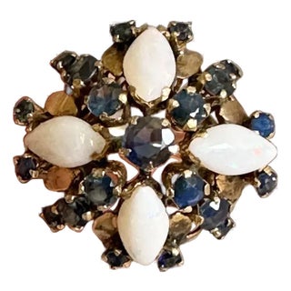 Late 20th Century 14k Sapphire and Opal Ring, Size 5 For Sale