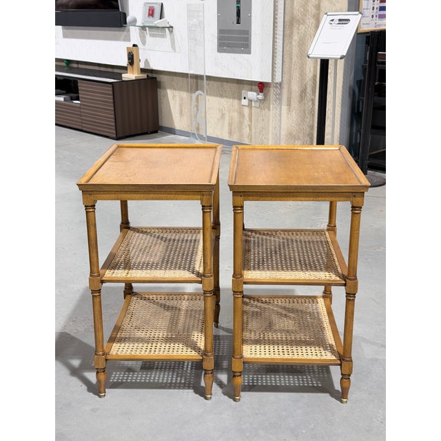 French Provincial Late 20th Century French Provincial Pierre Deux Cane Shelf Tables For Sale - Image 3 of 10