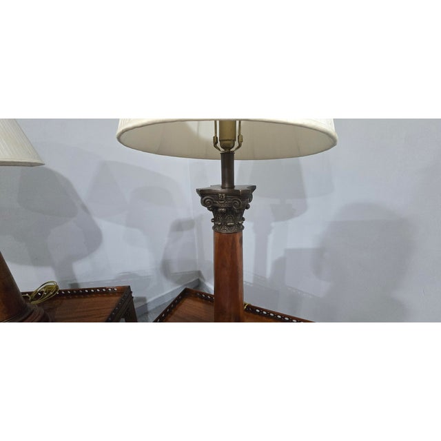 Large Corinthian Oak Lamps, 1920, Set of 2 For Sale - Image 9 of 10