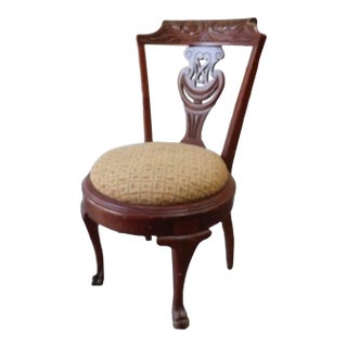 Early 19th Century Antique Carved Mahogany Side Vanity Chair For Sale