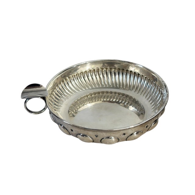 Vintage Portuguese Sterling Silver by Alves Pinto Tastevin 5.5" Diameter For Sale - Image 4 of 6