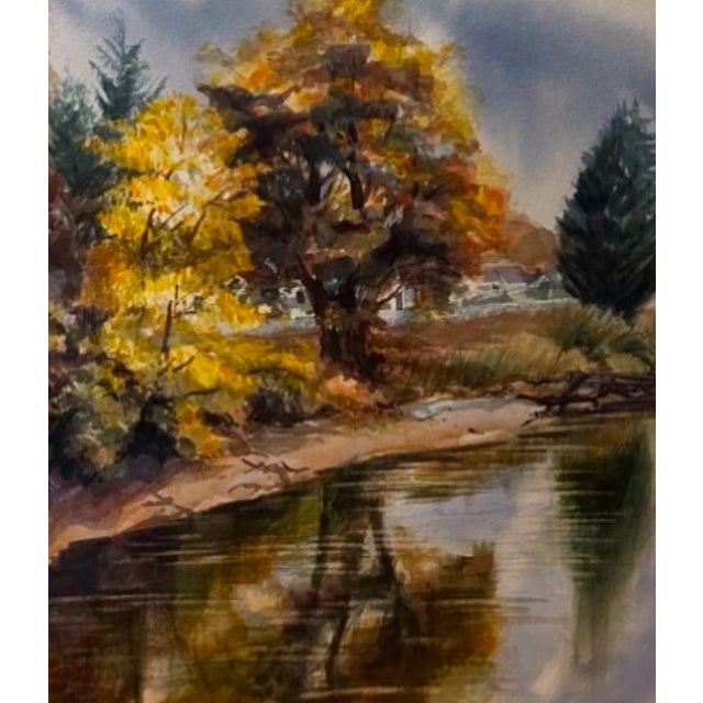 Late 20th Century Vintage Watercolor Landscape Painting Signed L. Hansen For Sale - Image 5 of 5