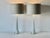 Mid-century modern sculptural art glass lamps featuring white glass encased in clear glass (sommerso style) in the style...