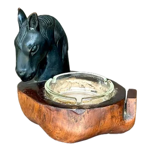 Vintage Boho Ceramic Horsehead Ashtray