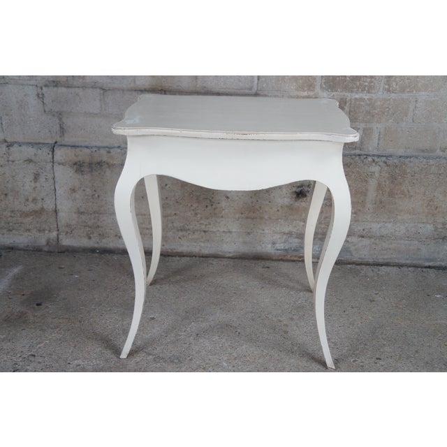 Mid 20th Century French Victorian Revival White Scalloped Serpentine Side Accent Table For Sale - Image 10 of 11