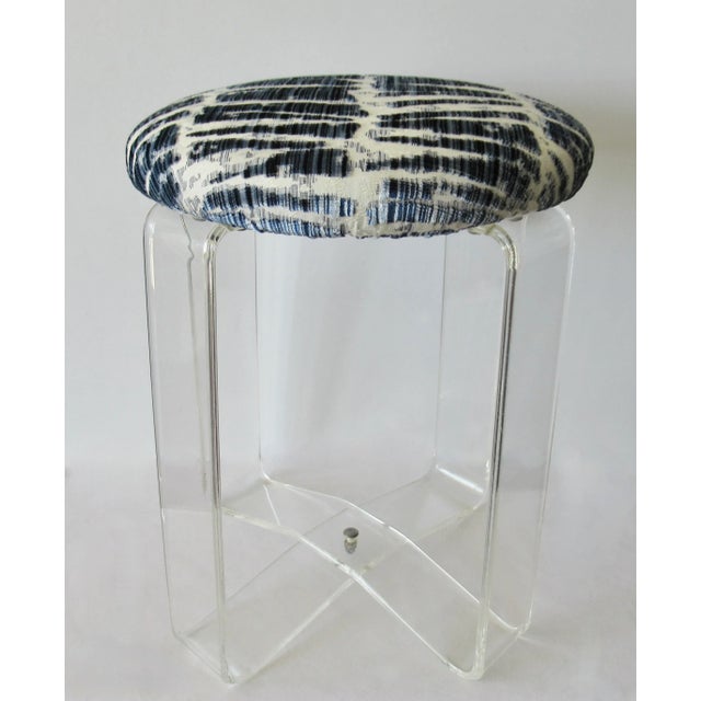 Vintage: C.1970's Mid-Century modern, Karmel Lucite Plastics Co., is this thick, lucite, x-mitered or ribbon-crossed,...