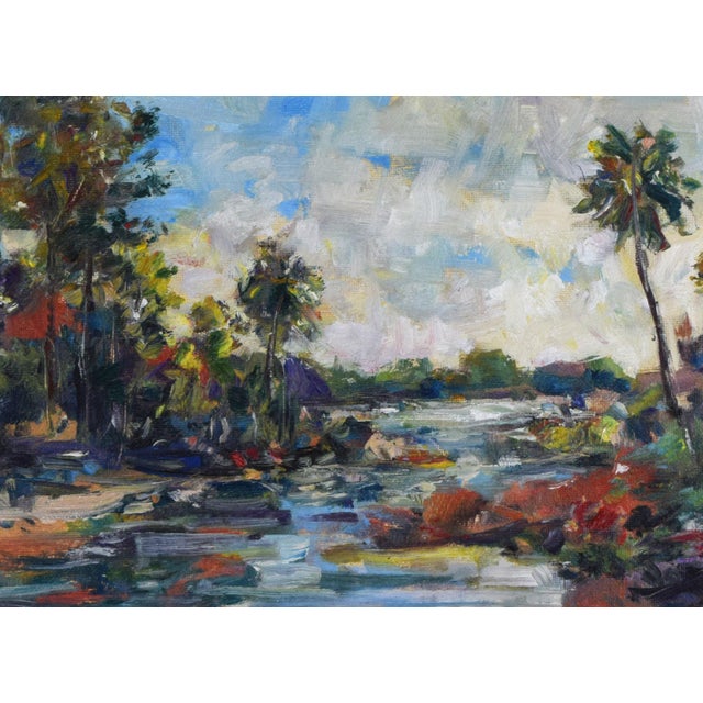 2020s Contemporary Post Impressionist Southern Coastal Landscape With Palm Trees For Sale - Image 5 of 6