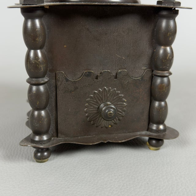 Manual Coffee Grinder in Patinated Metal For Sale - Image 9 of 13
