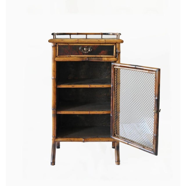 Antique English Chinoiserie Bamboo Cabinet For Sale - Image 9 of 11