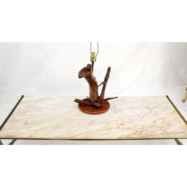 Mid-Century Modern varnished driftwood table lamp.