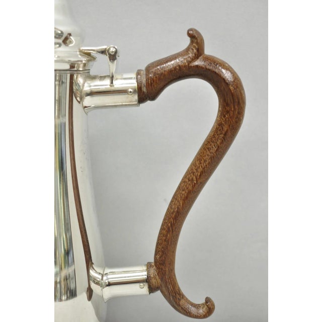 Silver Vintage Victorian Silver Plated Coffee Pot Tea Kettle W/ Carved Wood Handle For Sale - Image 8 of 11