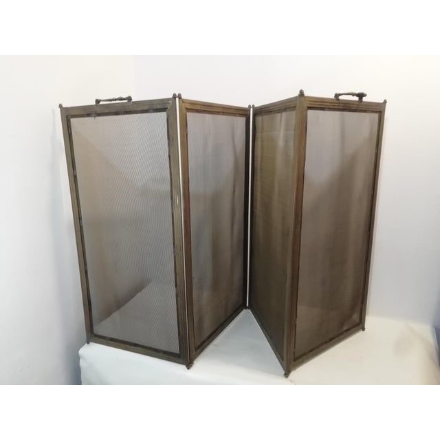 Large Brass Fireplace Spark Guard, Italy, 1930s For Sale - Image 9 of 9