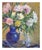 Impressionist Mid Century Roses With Blue Vase Still Life by Virgi Cokelberghs For Sale - Image 3 of 6