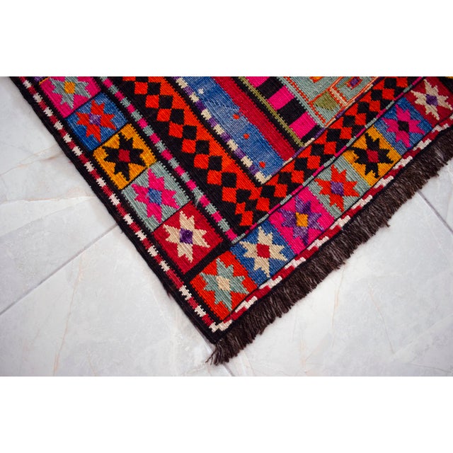 Masterpiece 1963 Dated Turkish Kilim, Extra Large Pictorial Wall Tapestry, Vintage Wall Decor With Mosque Design, Rare Architectural Art For Sale - Image 14 of 15