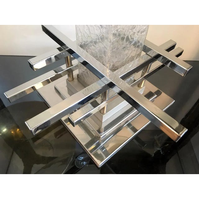 Glass Italian Chrome and Glass Table Lamp, 1970s For Sale - Image 7 of 8