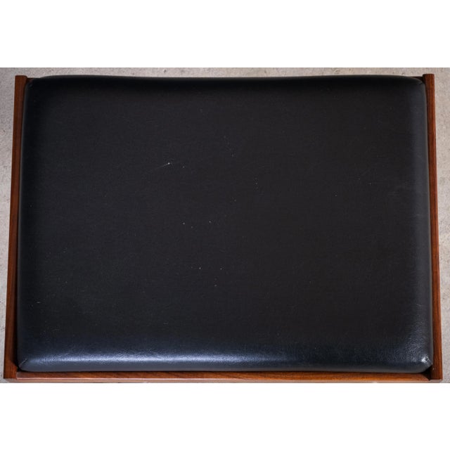 Wood Danish Teak Swivel Stool with Black Leather Seat, 1960s For Sale - Image 7 of 10