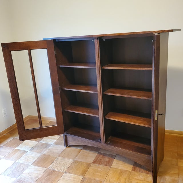 Stickley Harvey Ellis Stickley Oak and Glass Bookcase For Sale - Image 4 of 7