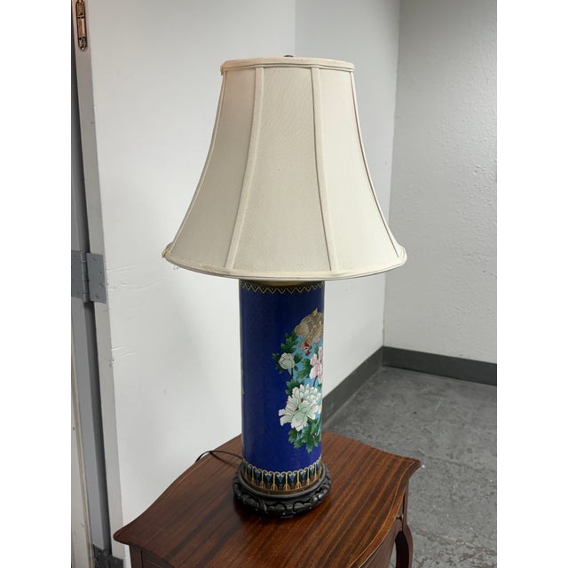 Late 20th Century Chinese Cloisonné Style Phoenix and Peony Table Lamp For Sale In San Francisco - Image 6 of 14