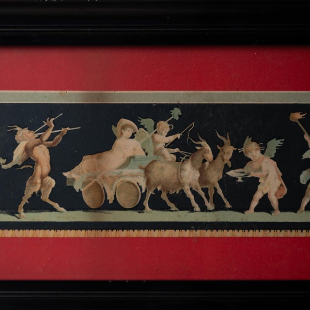 Red Three Pompeian Cupid Friezes After Geremia Discanno, c.1900 For Sale - Image 8 of 12