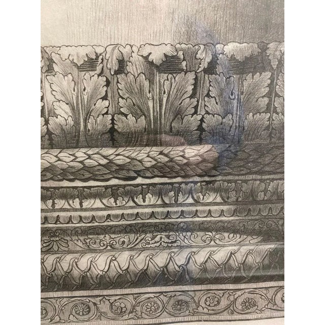 19th Century Drawing of Architectural Column Base From Constantine Baptistry, Framed For Sale - Image 4 of 11