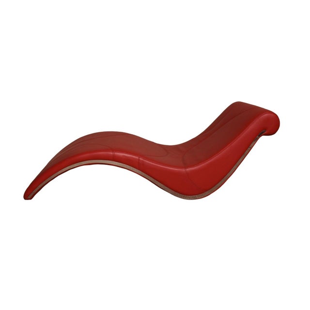 Postmodern Red Upholstered Chaise Longue For Sale - Image 11 of 11