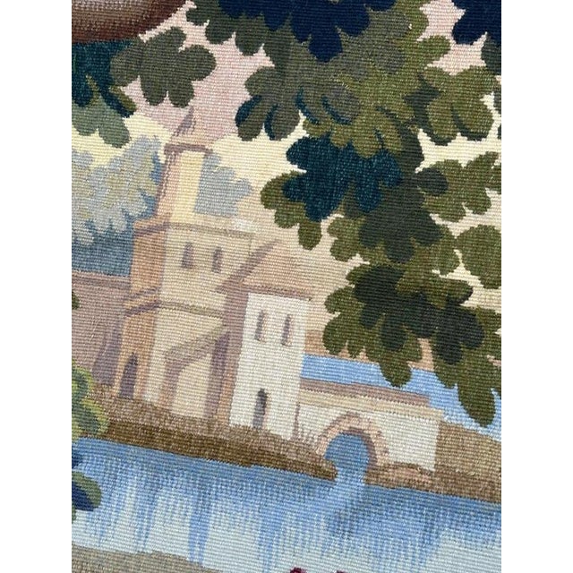 Vintage French Aubusson Tapestry Landscape with Bird, 1950s For Sale - Image 13 of 18