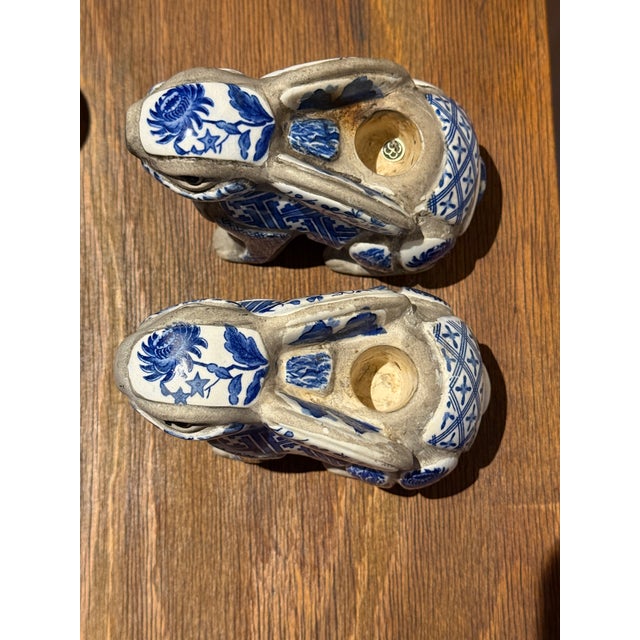 Royal Blue Blue and White Rabbit Candle Stick Holder Set Created by Artist Nancy Lopez in the 1980s Sold Through Tiffany & Co For Sale - Image 8 of 12